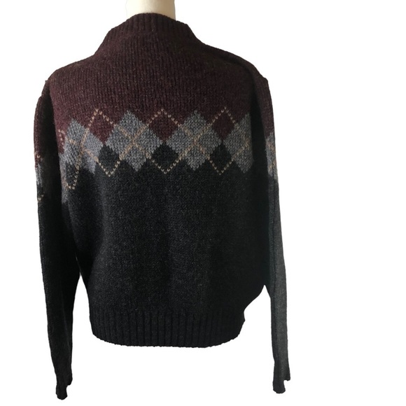 Pendleton Wool Sweater 38 L Argyle Design Heathers Burgundy Charcoal Grey - Picture 3 of 7